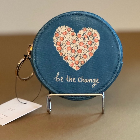 NWT💫LC Lauren Conrad Be The Change Canvas Round Coin Case - Picture 3 of 13